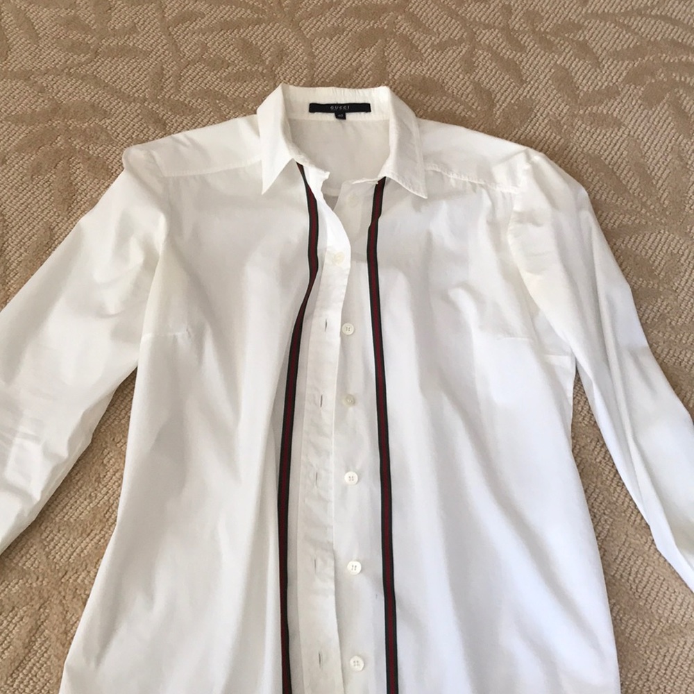 White button down Gucci shirt